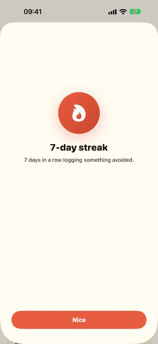 A milestone: a seven-day streak.